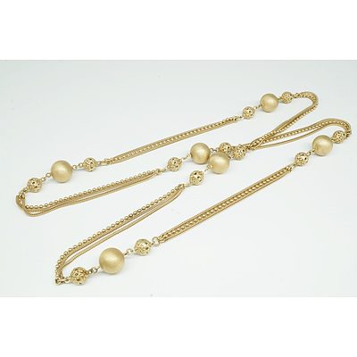 14ct Yellow Gold Necklace, Tripe Chains and Triple Fancy Balls 