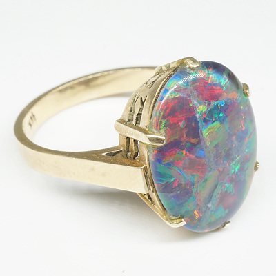 14ct Yellow Gold Ring With Opal Triplet