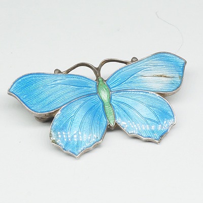 Sterling Silver Enamelled Butterfly Brooch