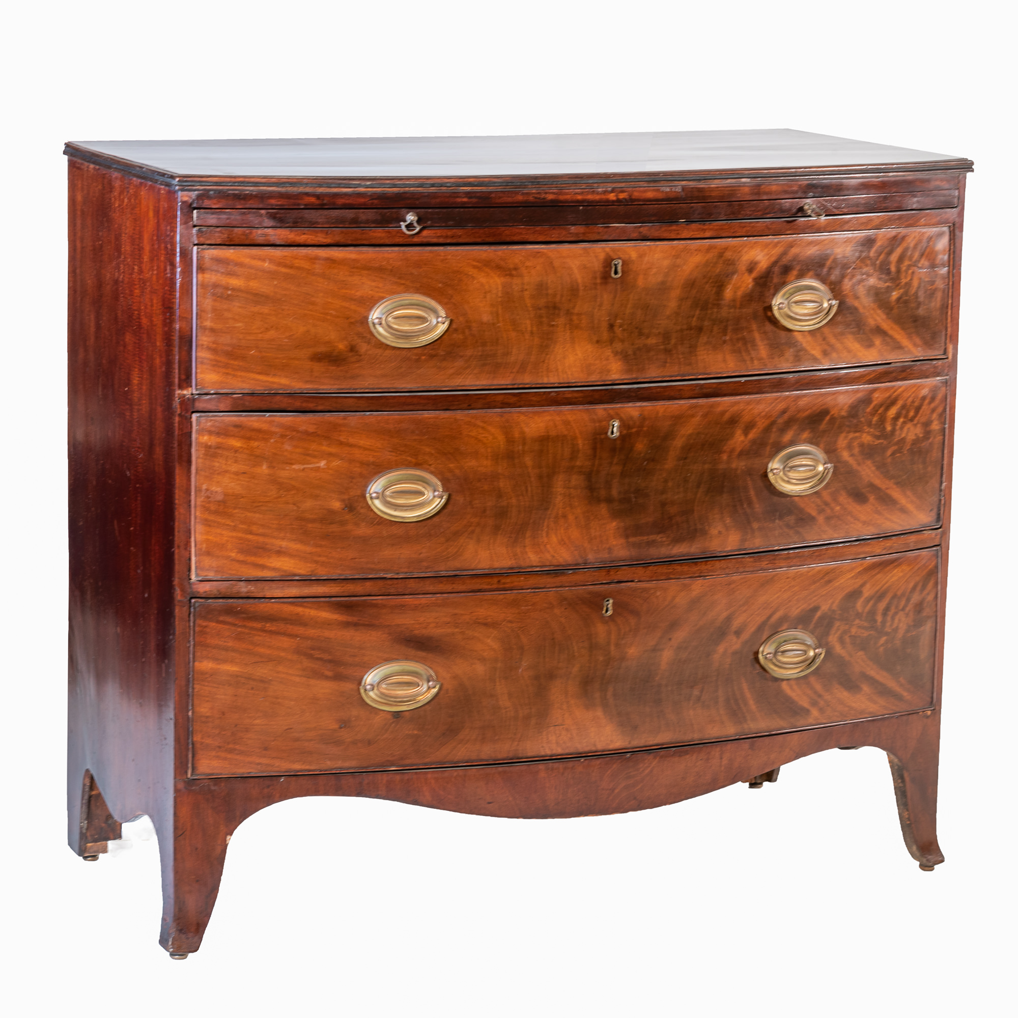 'George III Bowfront Mahogany Bachelors Chest of Drawers with Brushing Slide Circa 1800'