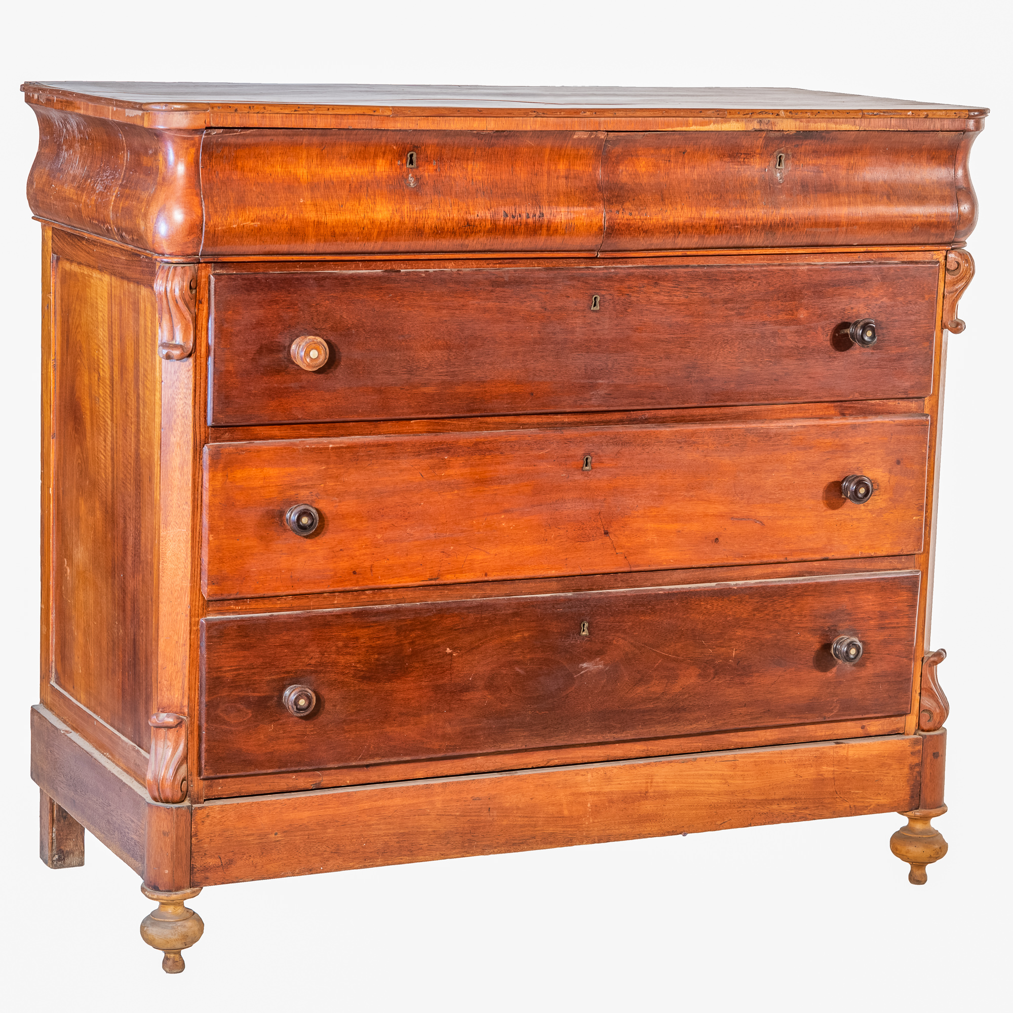 'Continental Walnut Chest of Drawers Late 19th Century'