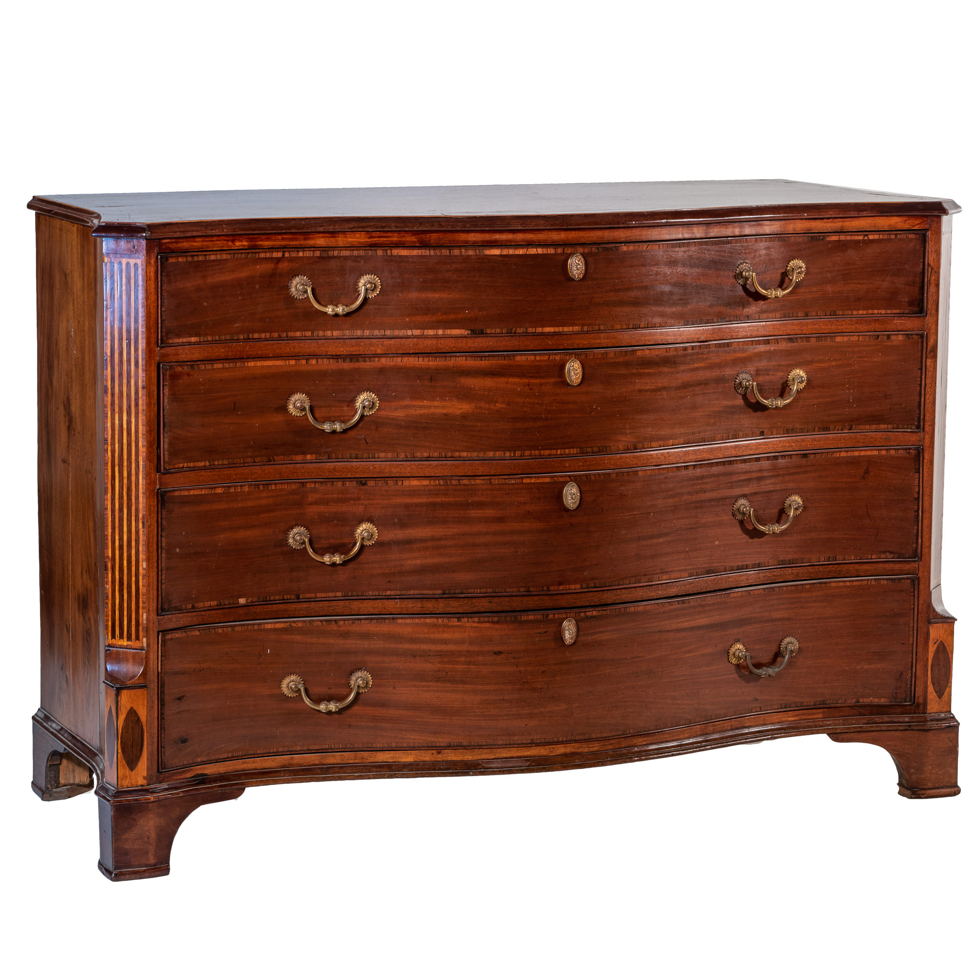 'George III Inlaid and Crossbanded Mahogany Serpentine Chest of Drawers Circa 1780'