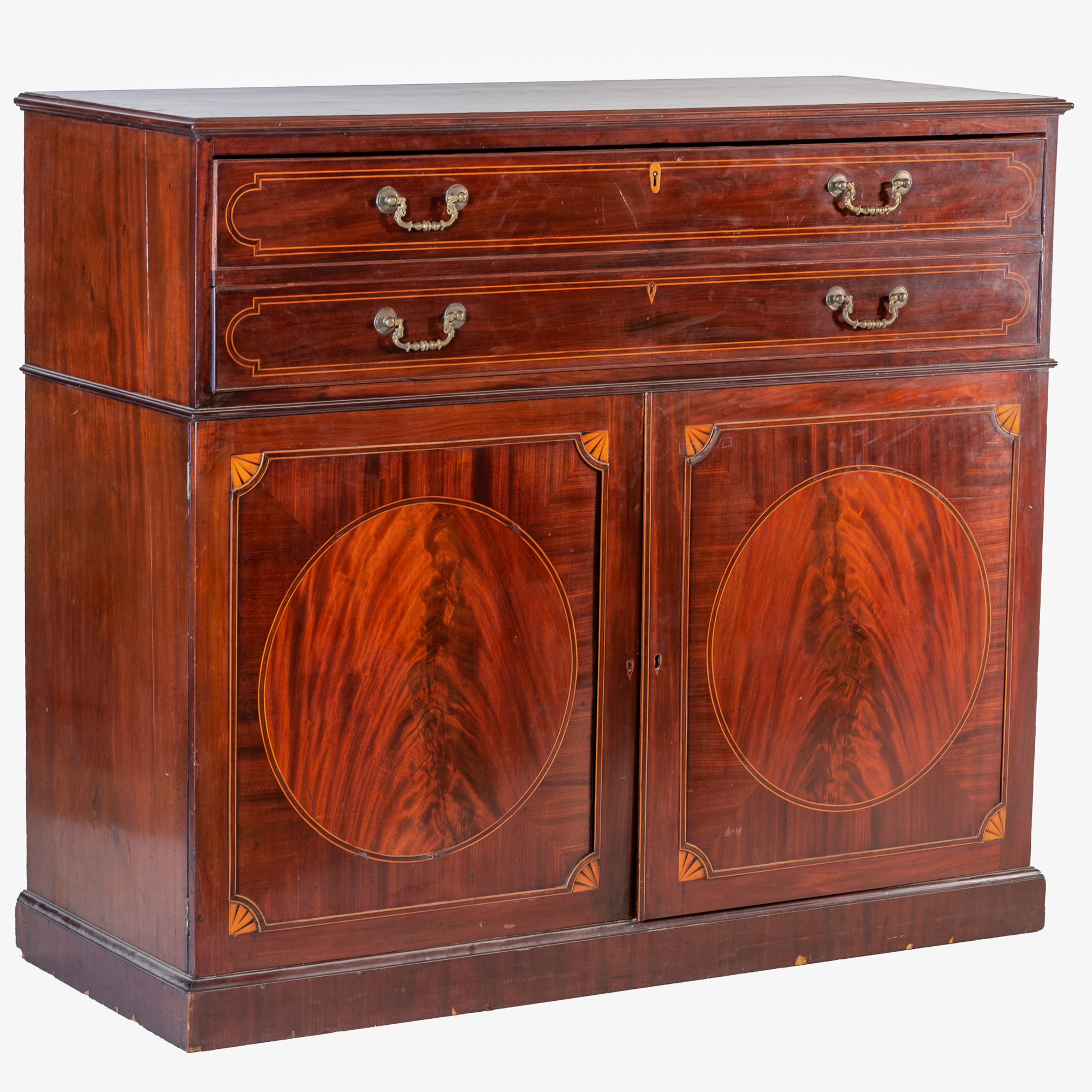 'George III Sheraton Inlaid Mahogany Secretaire with a Well Fitted Interior Circa 1800'