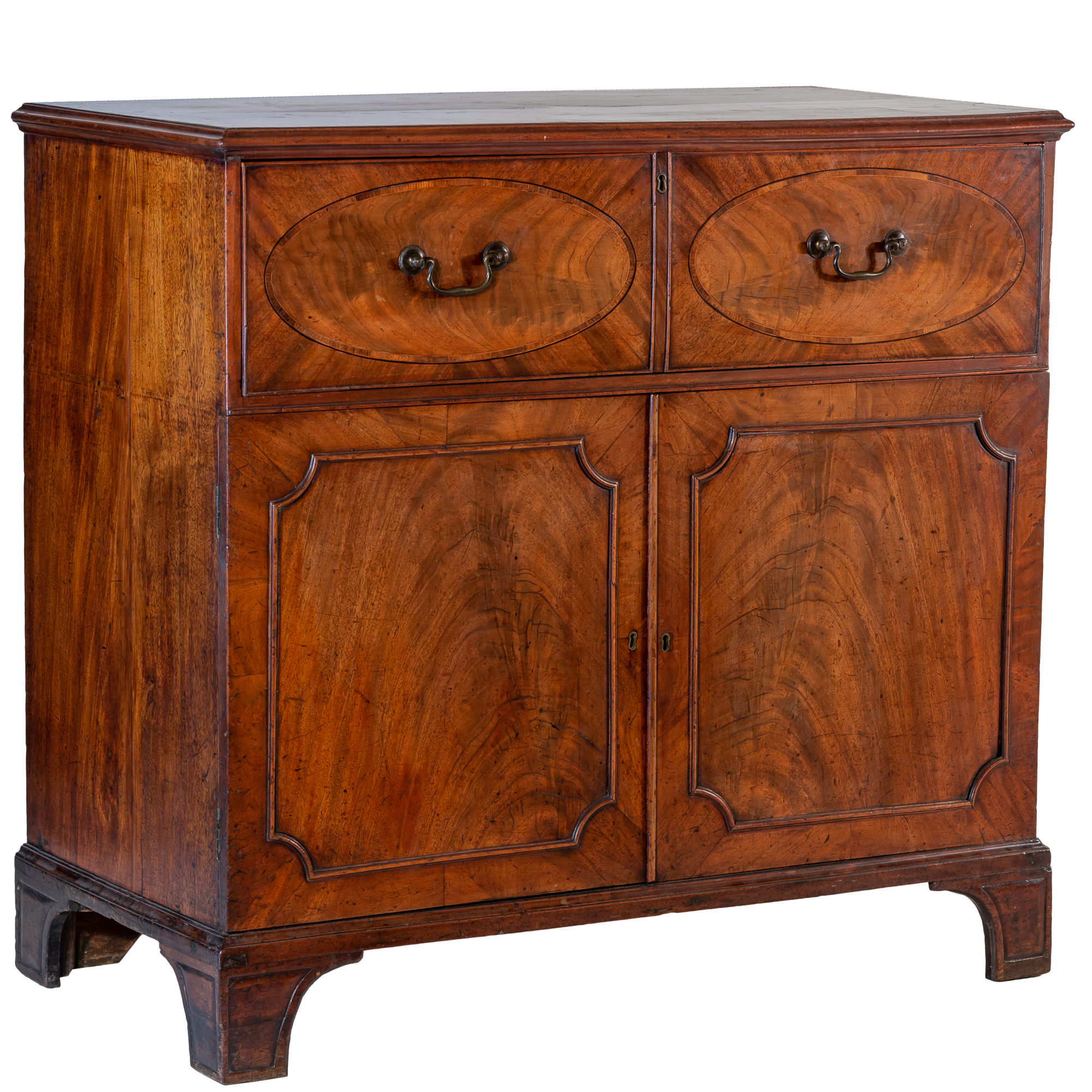 'George III Mahogany Secretaire the Fitted Interior with Chequered String Inlay Circa 1800'