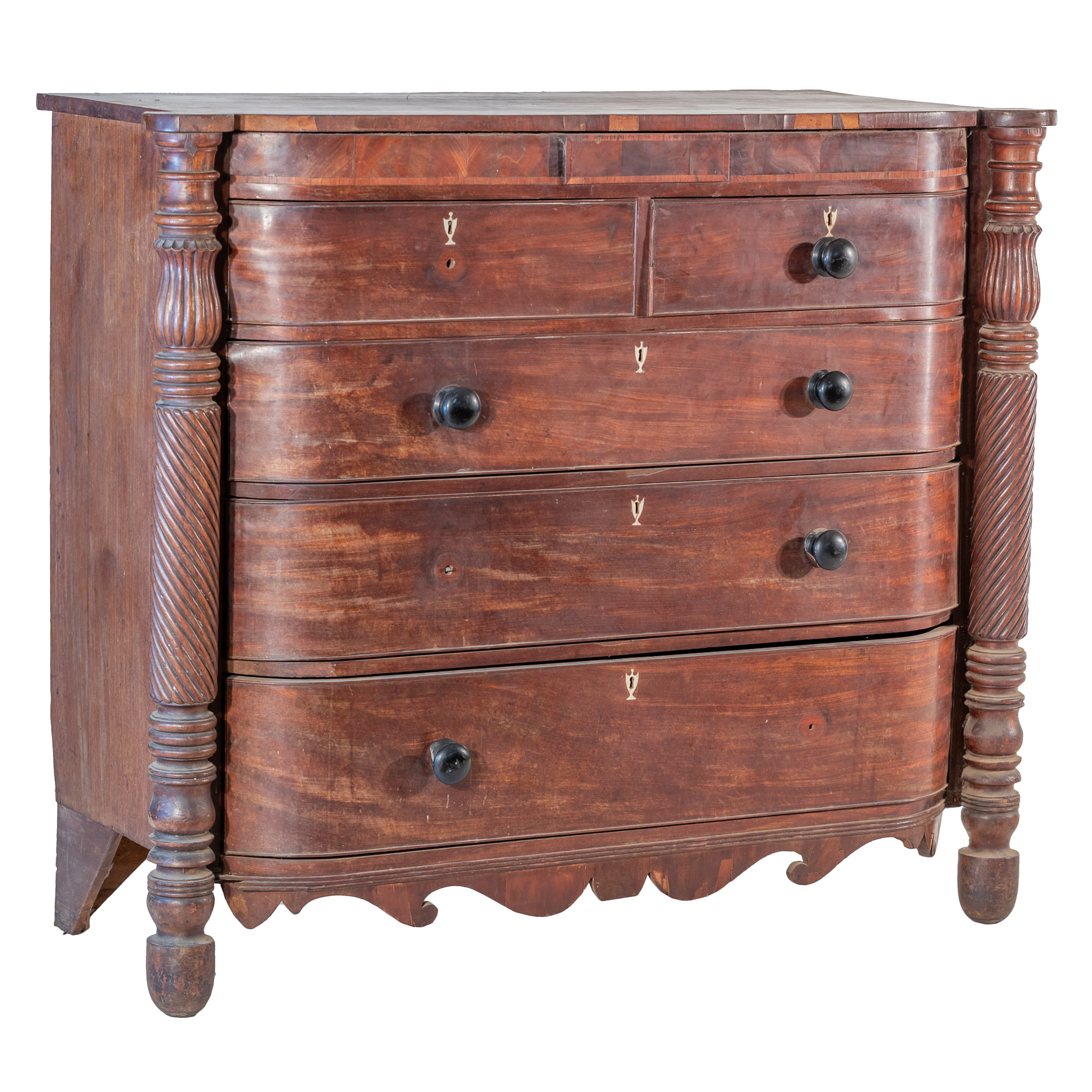 'Substantial William IV Scottish Mahogany Bowfront Chest of Drawers Circa 1835'