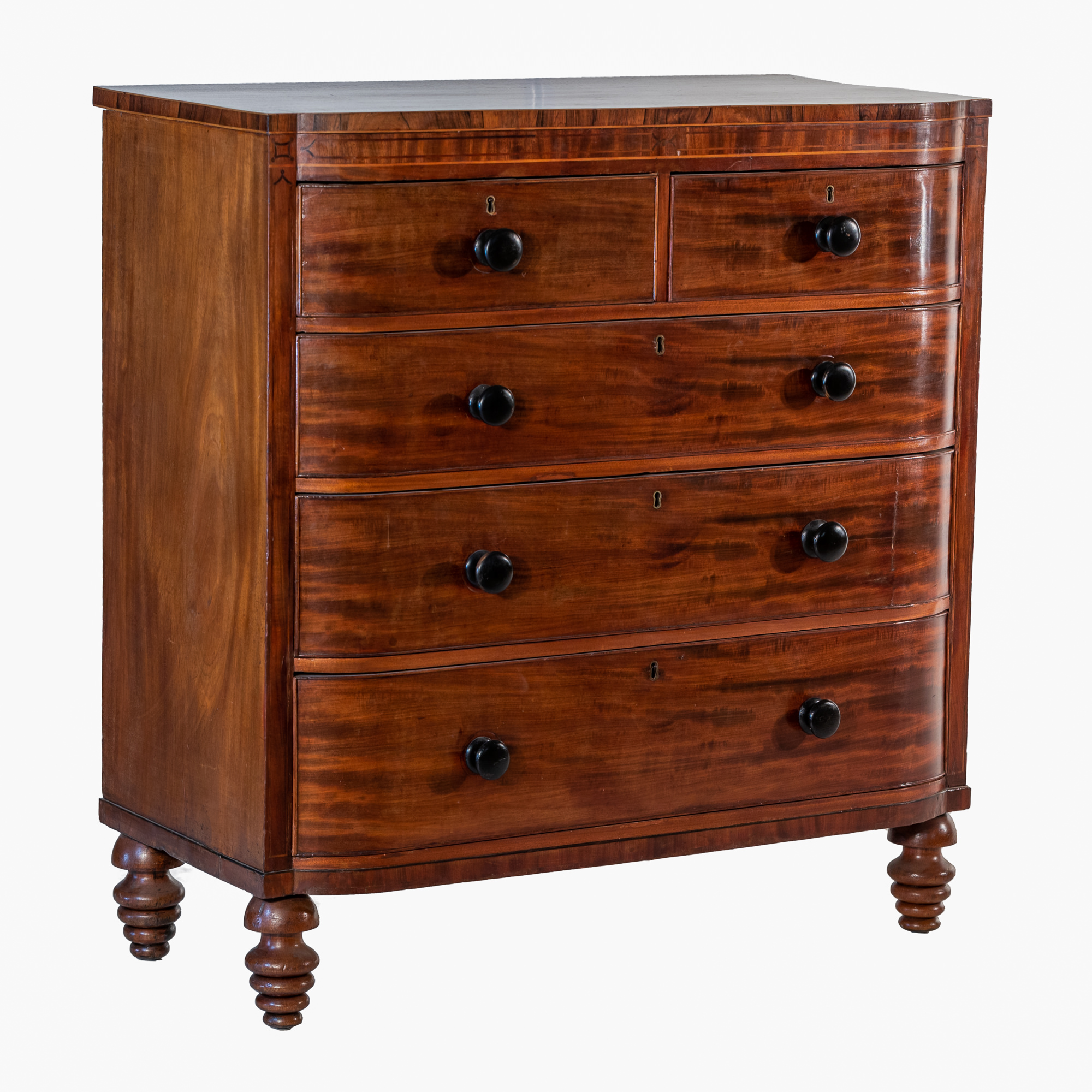 'George IV Rosewood Crossbanded and String Inlaid Mahogany Chest of Drawers Circa 1830'