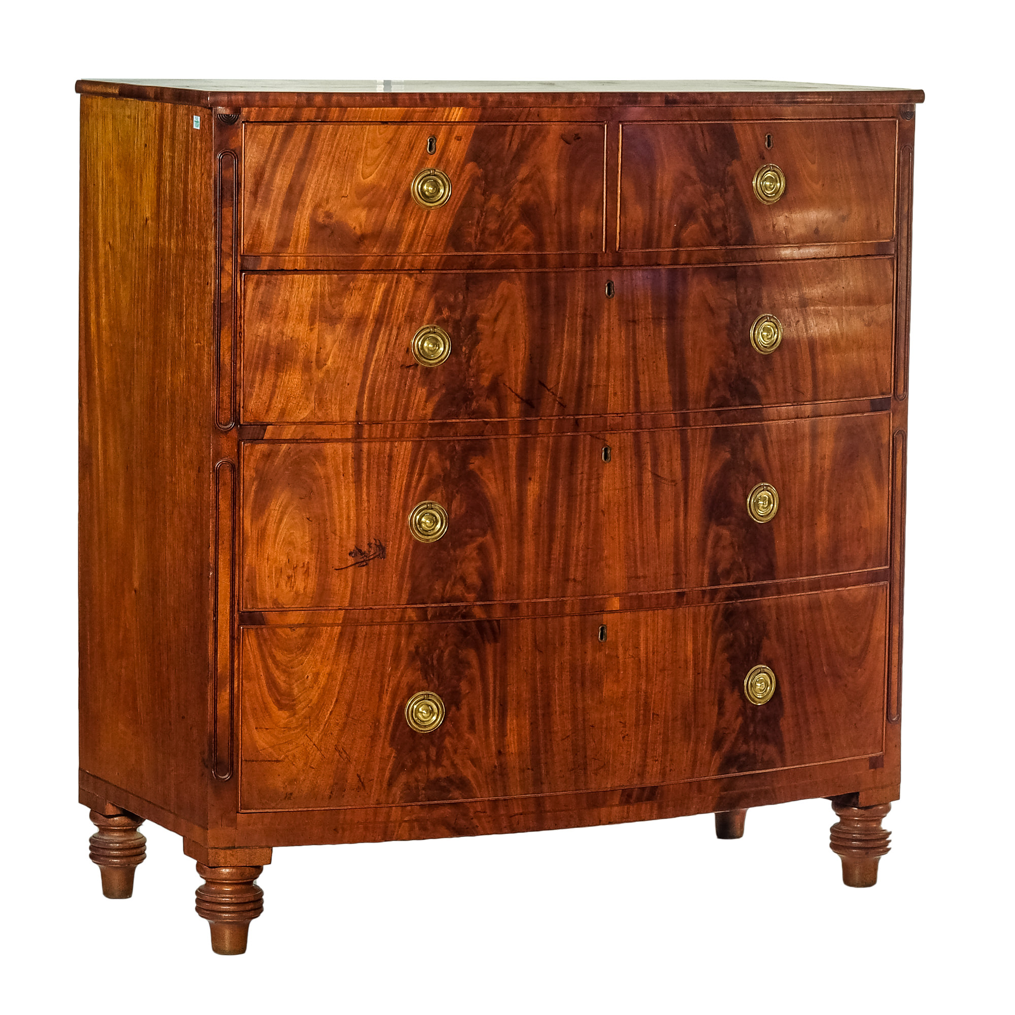 'George IV Flame Mahogany Chest of Drawers Circa 1830'