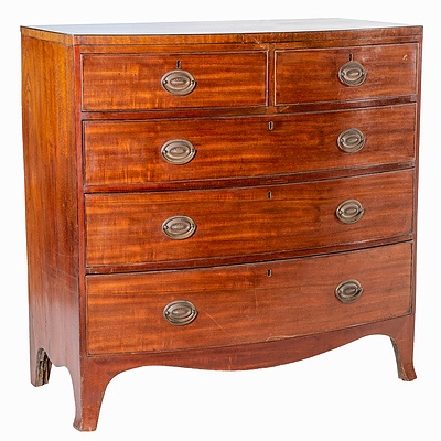 George III Mahogany Bowfront Chest of Drawers Circa 1800