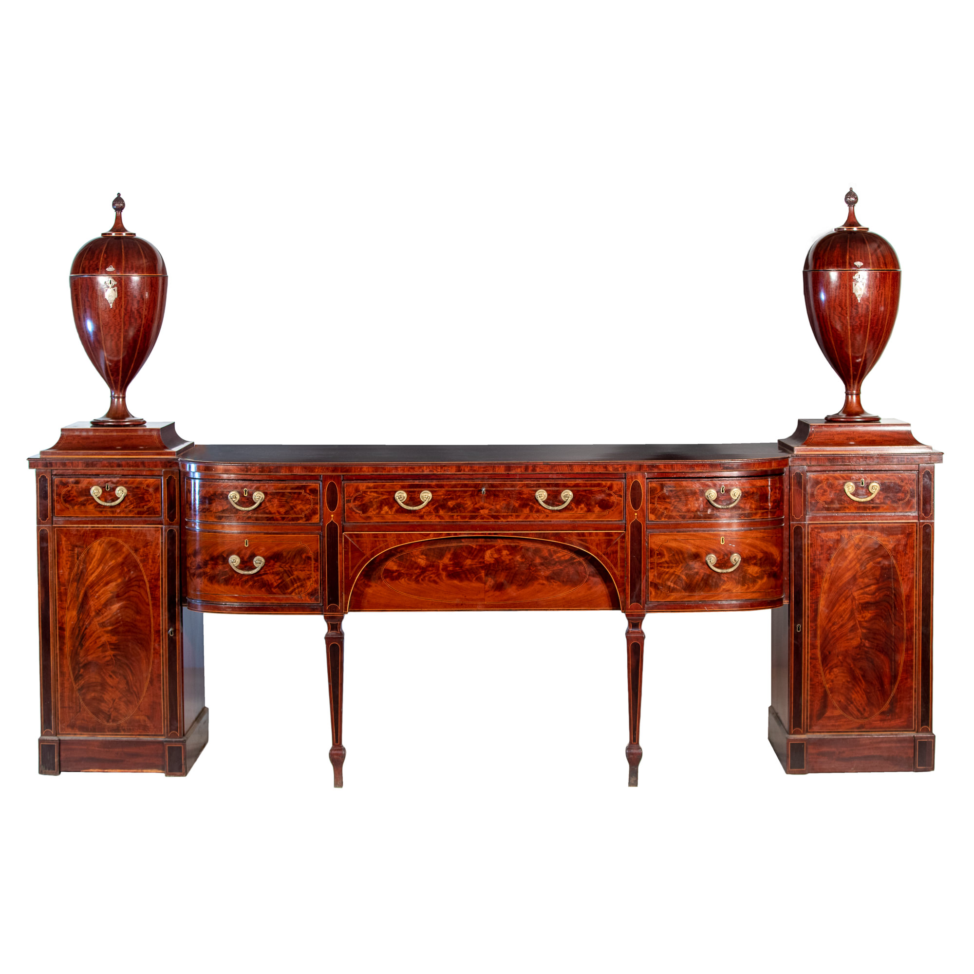 'Exceptional Regency Period Sheraton Style Inlaid Mahogany Sideboard with Integral Knife Boxes Early 19th Century'