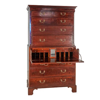 Georgian Mahogany Chest on Chest with Secretaire Compartment Early 19th Century