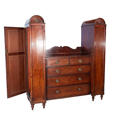 George IV Mahogany Sentry Box Gentleman's Robe with Gadroon Fan Detail on Flanks Circa 1825