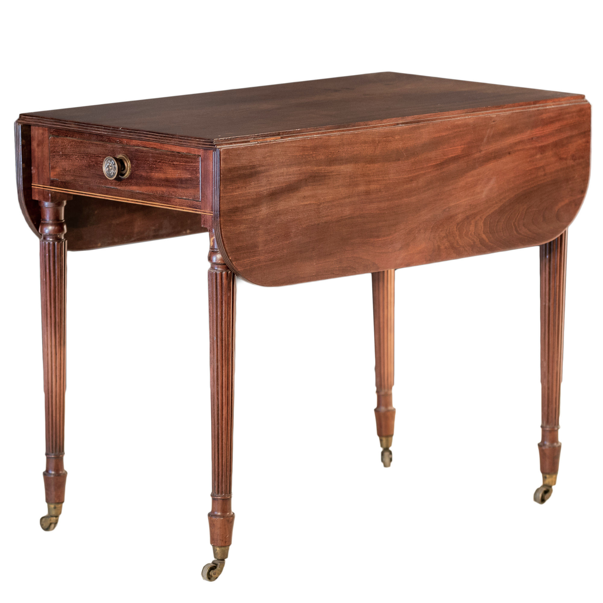 'Regency Mahogany and String Inlaid Pembroke Table with Fluted Legs Circa 1820'