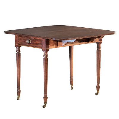 Regency Mahogany and String Inlaid Pembroke Table with Fluted Legs Circa 1820