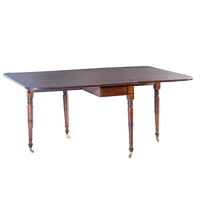Large George IV Mahogany Drop Leaf Table with Purpleheart String Inlaid Apron Circa 1830