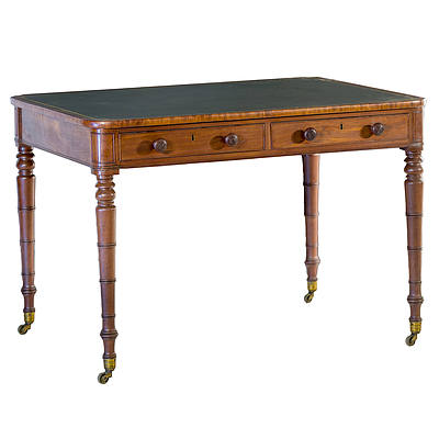 George IV Mahogany Writing Table with Gilt Tooled Leather Inlay Circa 1830
