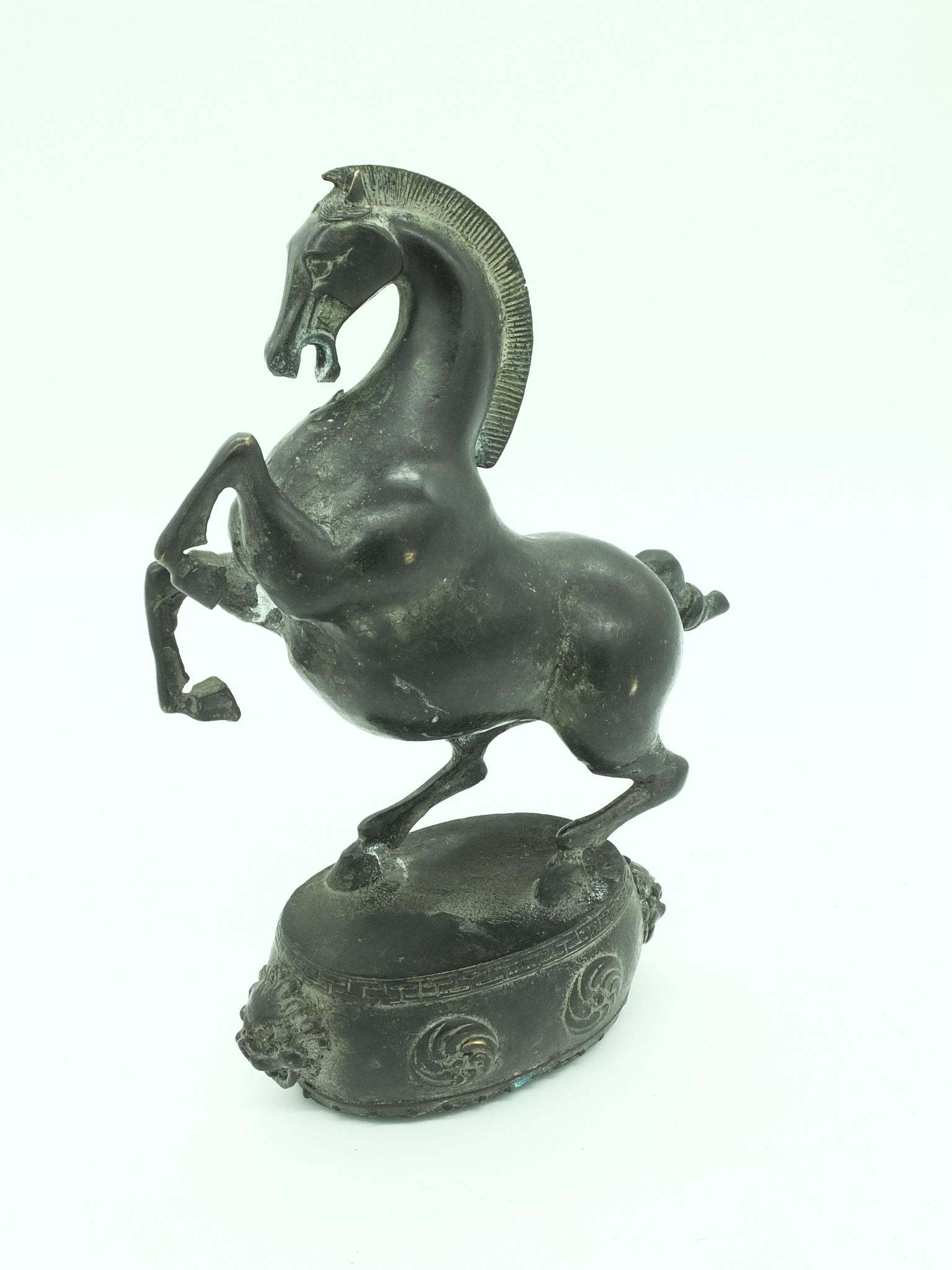 'Chinese Cast Metal Rearing Horse 20th Century'