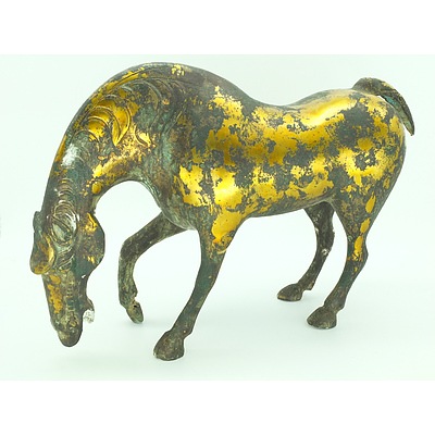 Chinese Gilt Cast Metal Horse 20th Century