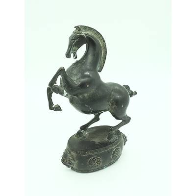 Chinese Cast Metal Rearing Horse 20th Century