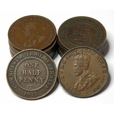 Australian George V Copper Half-Pennies 1911-1936
