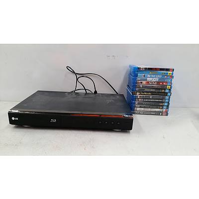 LG BD300 Blu-Ray Disc Player and Lot of 15 DVD Movies