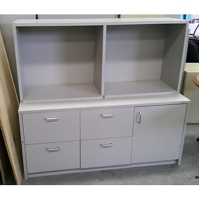 Grey Melamine Shelving and Cabinet Files with pair of Grey Melamine Desk Drawers