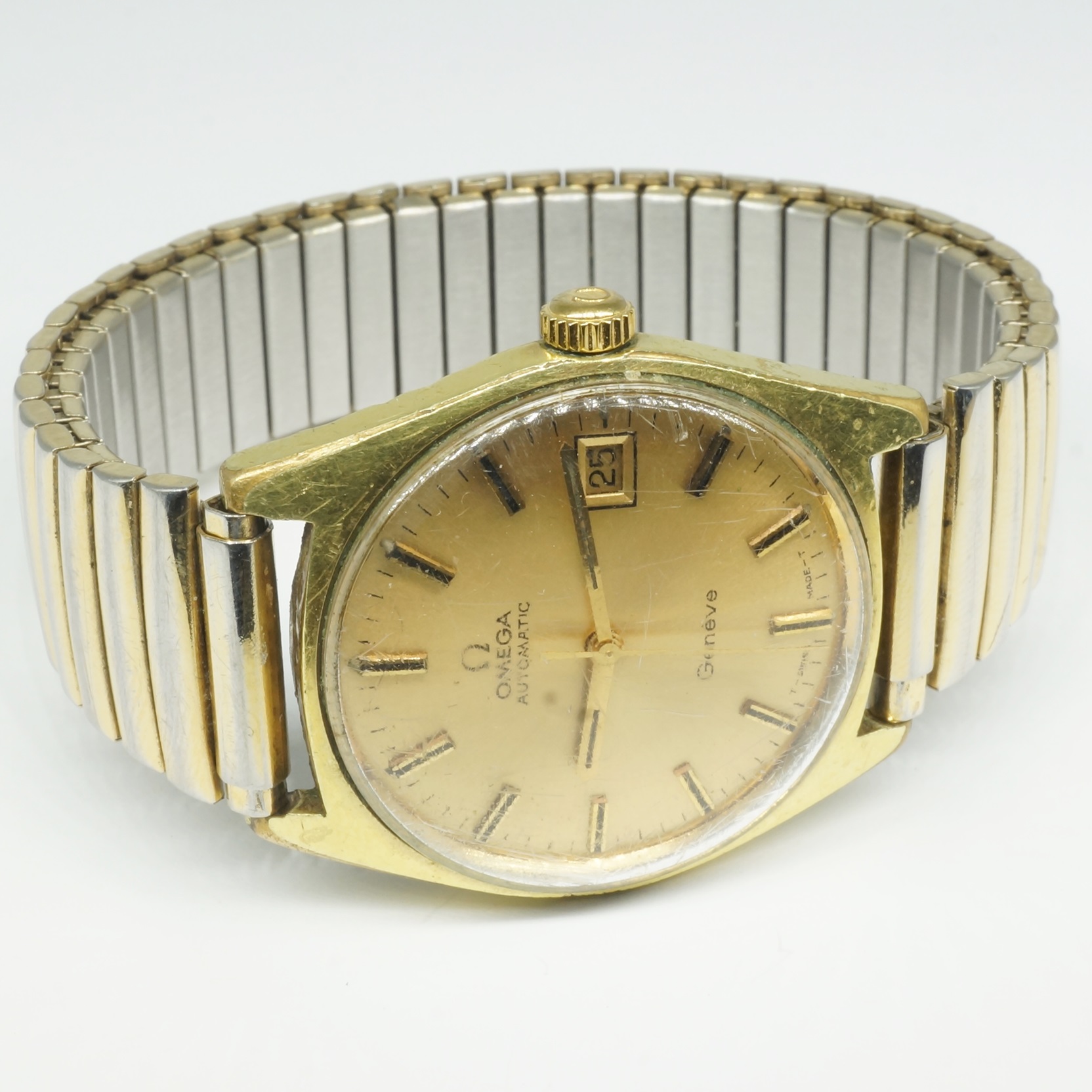 'Gentlemans Omega Automatic Wrist Watch With Gold Plated Stainless Steel Back'