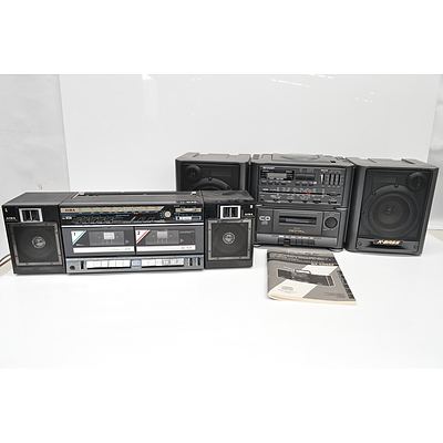 Sharp Portable Stereo Component System With Compact Disc Player and Aiwa Carry Component System