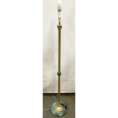 Brass and Marble Standard Lamp Base with Corinthian Style Column