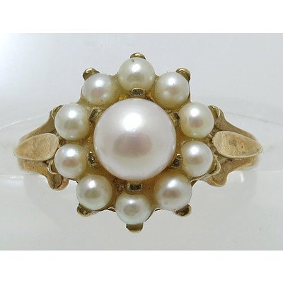 Vintage Pearl Cluster Ring