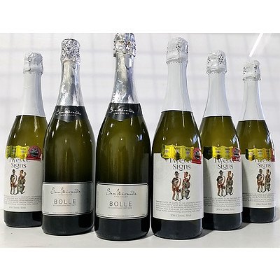 Lot of 6 Mixed Sam Miranda King Valley Bolle and Twelve Signs Classic Brut = RRP=$180.00