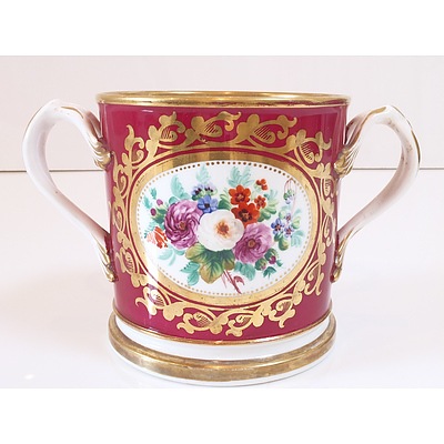 English Hand Painted Pearlware Loving Cup Staffordshire Circa 1862