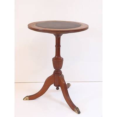 Vintage Norman, Turner and Nottage Tooled Leather Top Wine Table with Lion Paw Sabots