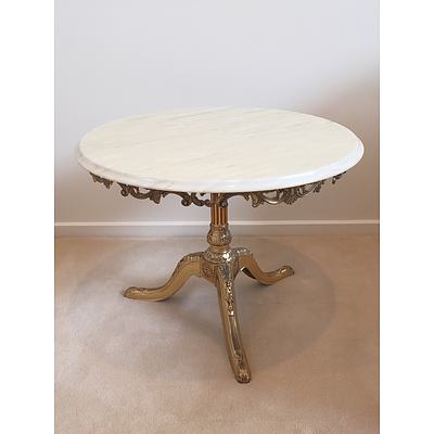 Decorative Marble Top Gilt Metal Occasional Table