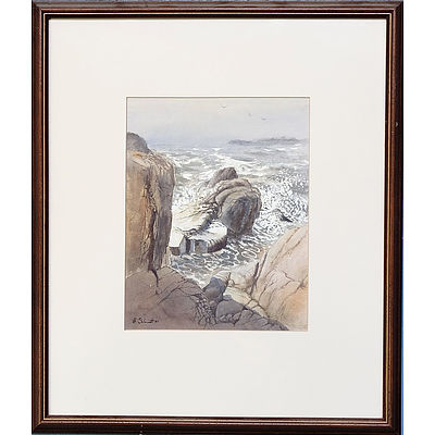 Ulf Frederick Schmidt (1945-) Rocks at Low Head 1987 Watercolour