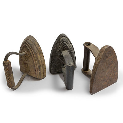 Three Cast Iron Irons