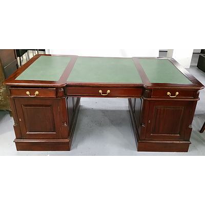 Contemporary Mahogany Partners Desk