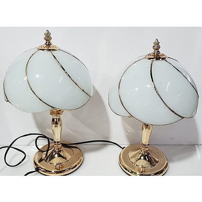 Two Decorative Glass Shade Lamps