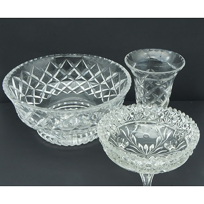 Three Pieces of Cut Crystal and Moulded Glass