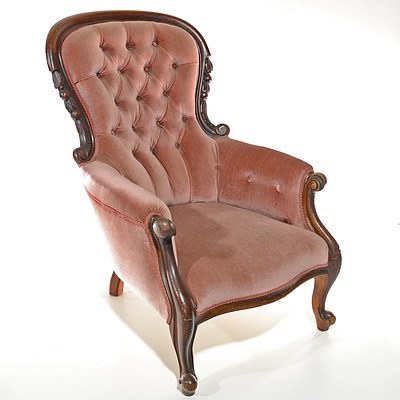 Late Victorian Mahogany Salon Chair Circa 1880