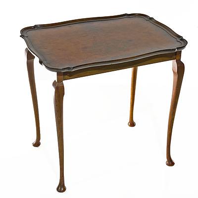 Vintage Side Table with Walnut Veneered Top