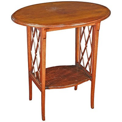 Edwardian String Inlaid Oval Top Occasional Table Circa 1910