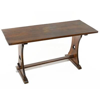 Arts and Crafts Style Oak Side Table with Mortice and Tenon Stretcher