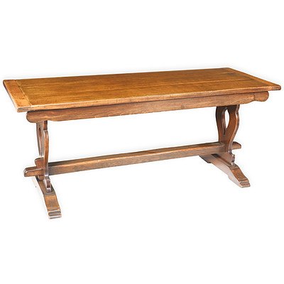 Solid English Elm Refectory Table Early 20th Century