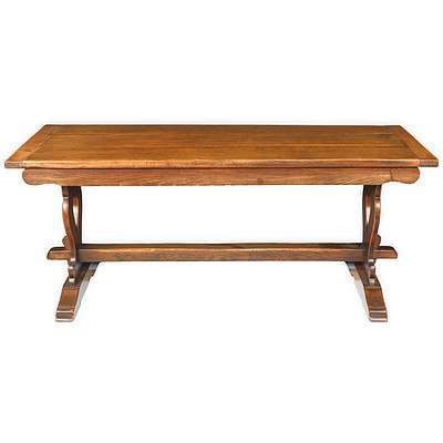 Solid English Elm Refectory Table Early 20th Century