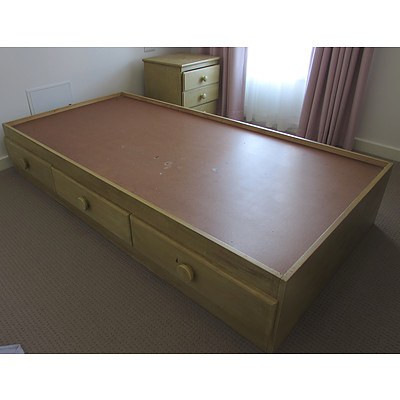 Vintage Single Bed Box Frame with Matching Side Table