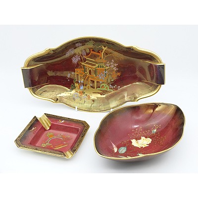 Three Peices of Carlton Ware Rogue Royale Porcelain, Including Rouge Royale New Mikado Dish
