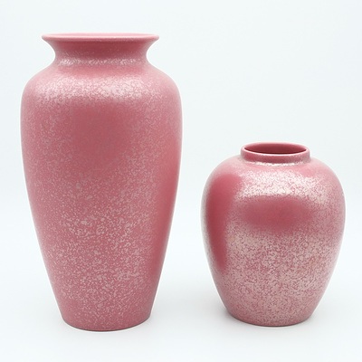 Two Poole Pink Lustre Vases