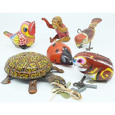 Group of Vintage Tin Wind Up Animals