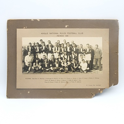 Ainslie National Rules Football Club Premiers 1929 Photograph