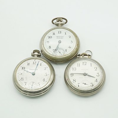 Three Pocket Watches, Including Imperial and Westclox